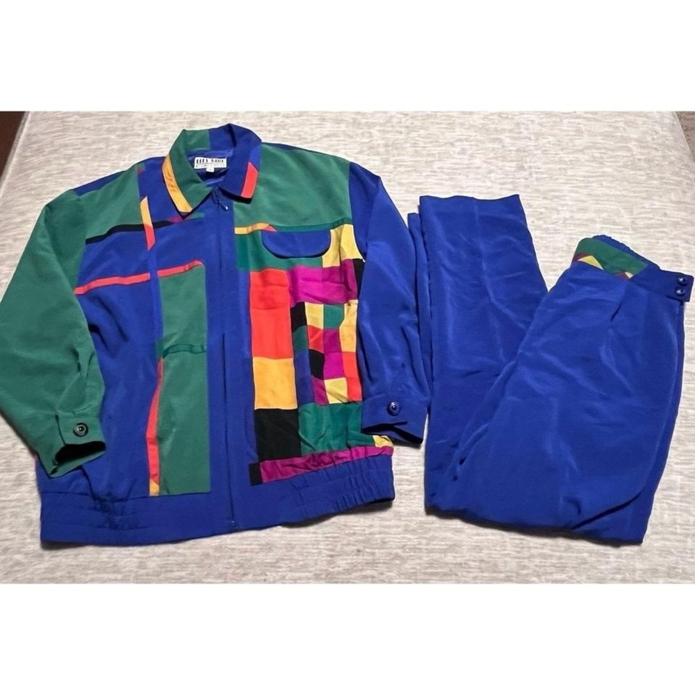 Vintage 80s City Girl by Nancy Bolen Colorblock Tracksuit Set Women's Size 4